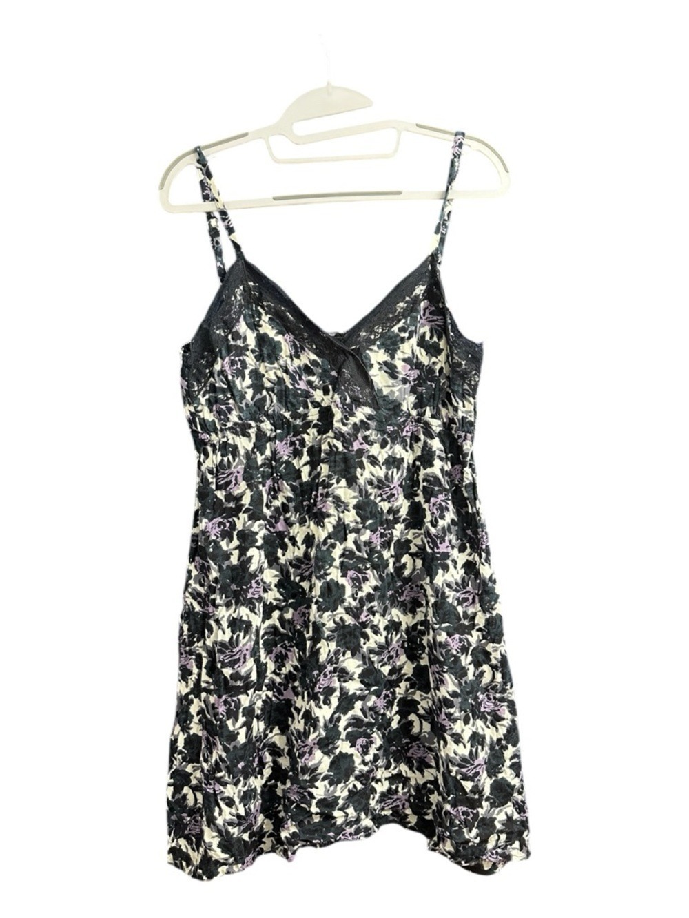 Fire Los Angeles Floral Lace Trim Slip Dress - Black & Lavender - Picture 3 of 5